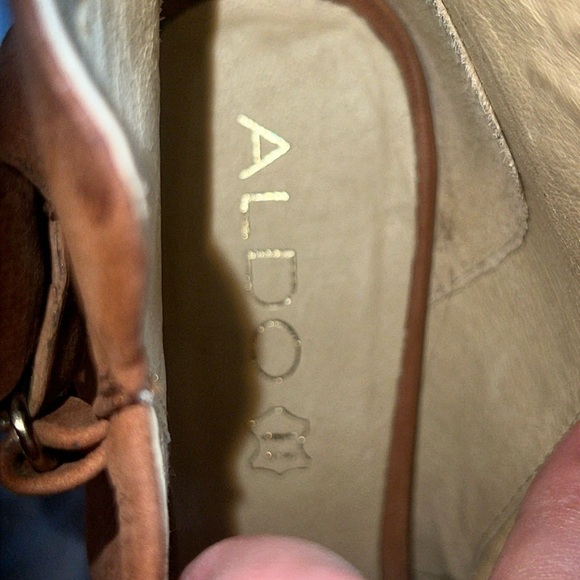 Aldo Suede Camel Peep-Toe Bootie, Size 7.5 - Picture 6 of 15